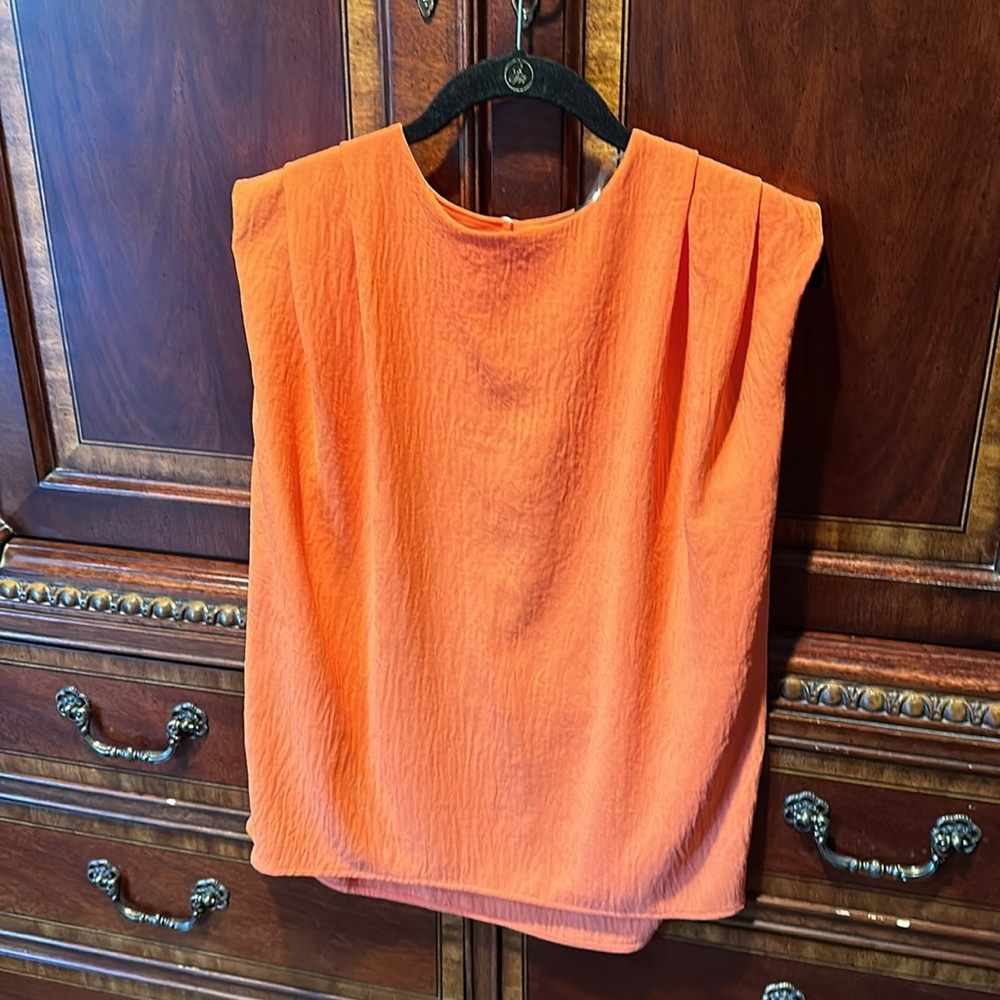 Kittenish cap sleeve orange blouse - Picture 2 of 4